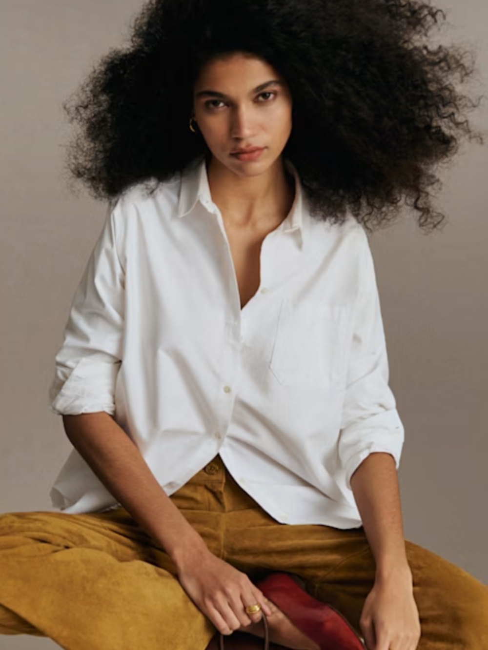 Sezane Max Button Down Shirt Size 34 White Long Sleeve (U) - Picture 2 of 10